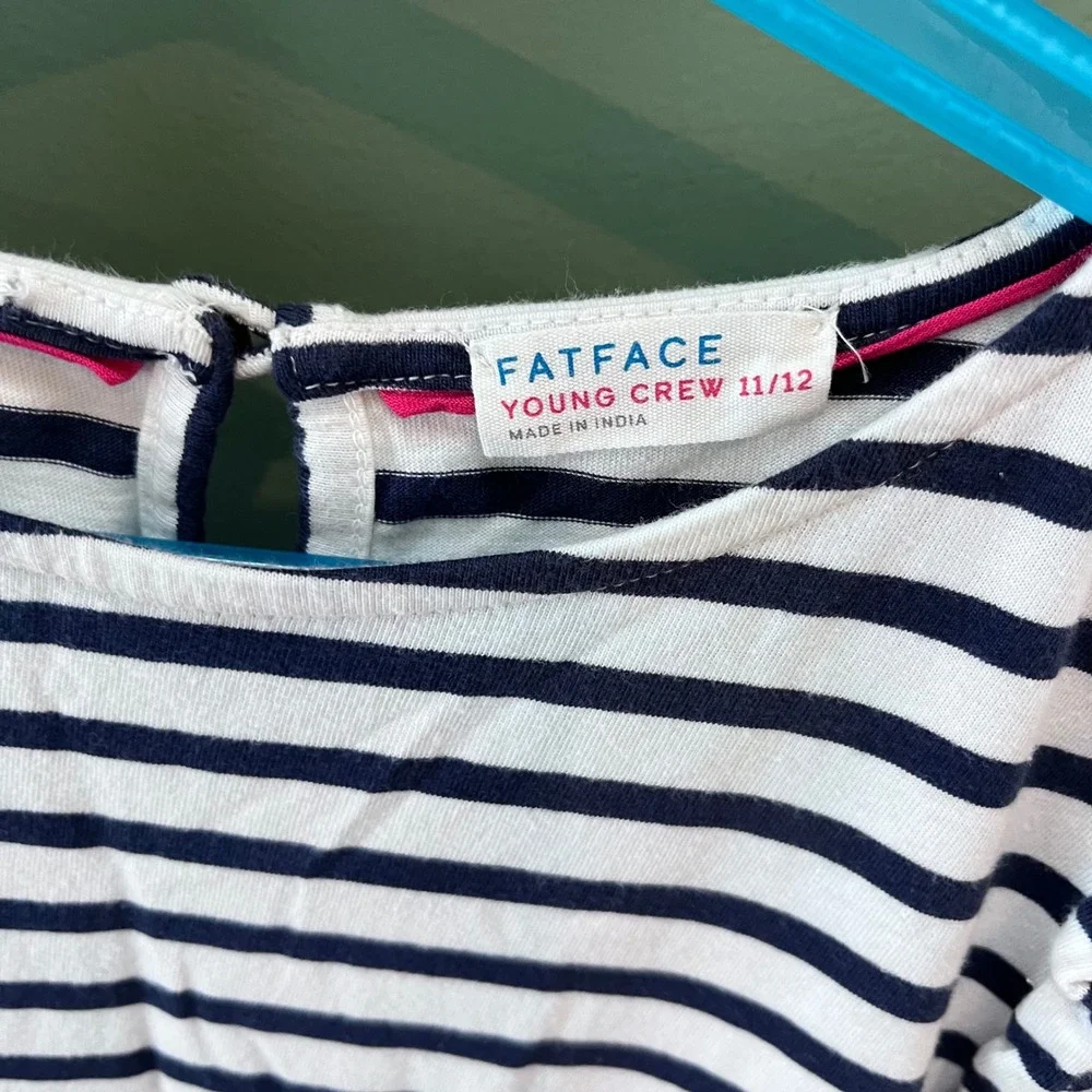 FatFace Young‎ Crew Striped Floral Dress Girls Size 11 12 Long Sleeve